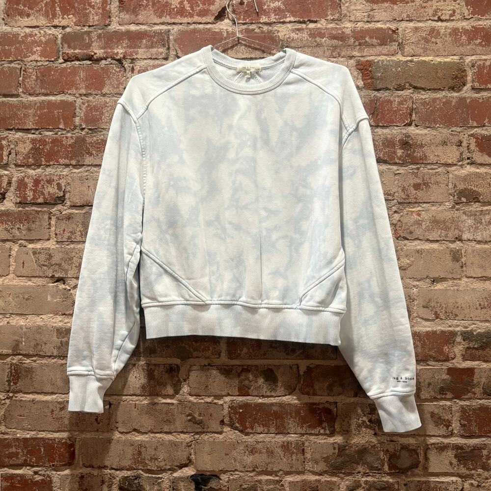 Rag & Bone City Tie Dye Terry Sweatshirt in Blue and White Size XS - Picture 6 of 9